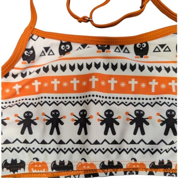 Shekini 2 piece swimsuit voodoo Halloween white ruffle halter girl's 10/12 - Picture 4 of 5